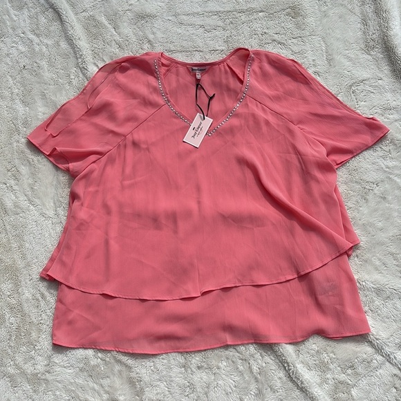 Juicy Couture Women's Rhinestone Studded V Neck Cut Out Arm Blouse Size XXL - Picture 1 of 10